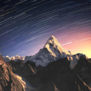 Ama Dablam in the Light of the Rising Moon